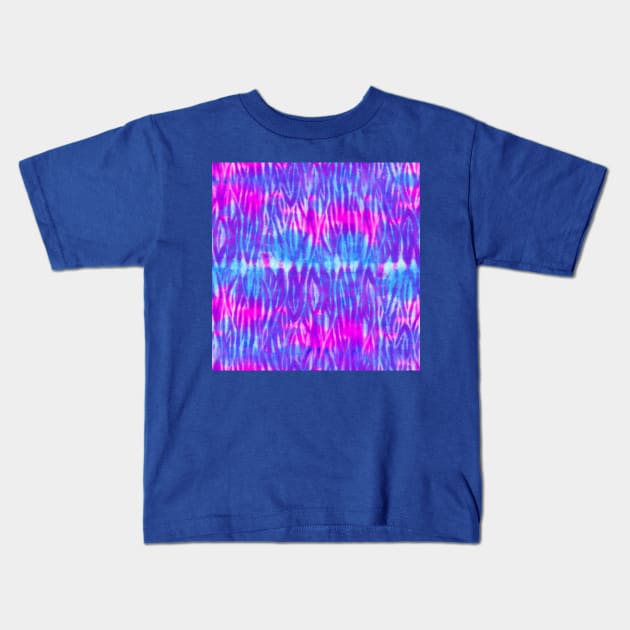 Bright Blue and Purple Shibori Kids T-Shirt by Carolina Díaz